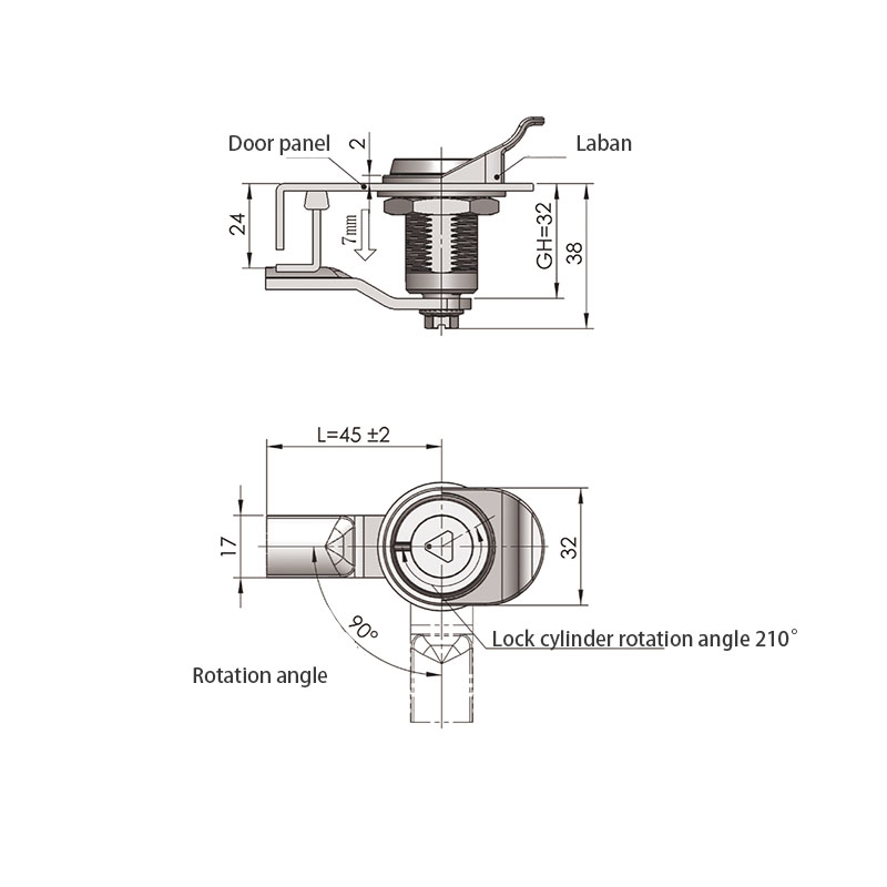 MS816-1-S Trekantet 8mm låsesylinder rustfritt stål låser MS816-1-S Trekantet 8mm låsesylinder rustfritt stål låser