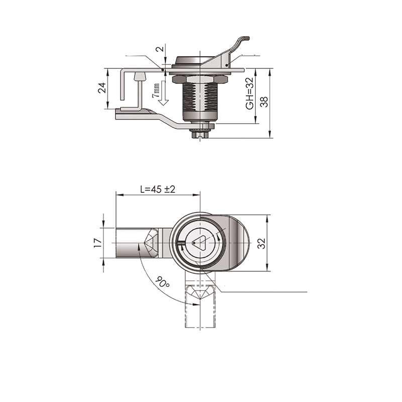 MS816-1-4S kompresjonslås Låser firkantet 8*8 mm låsesylinder uten hakk MS816-1-4S kompresjonslås Låser firkantet 8*8 mm låsesylinder uten hakk