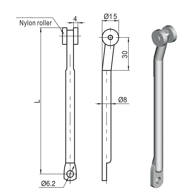 LG007-B Nylon Roller Industriell koblingsstang tilbehør